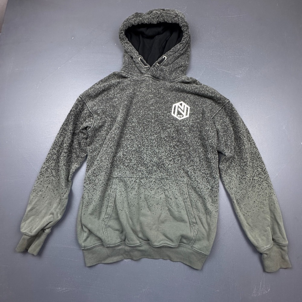 H&M Boys 14Y Gray Gradient Logo Hoodie Pullover Sweatshirt Streetwear Cozy Top